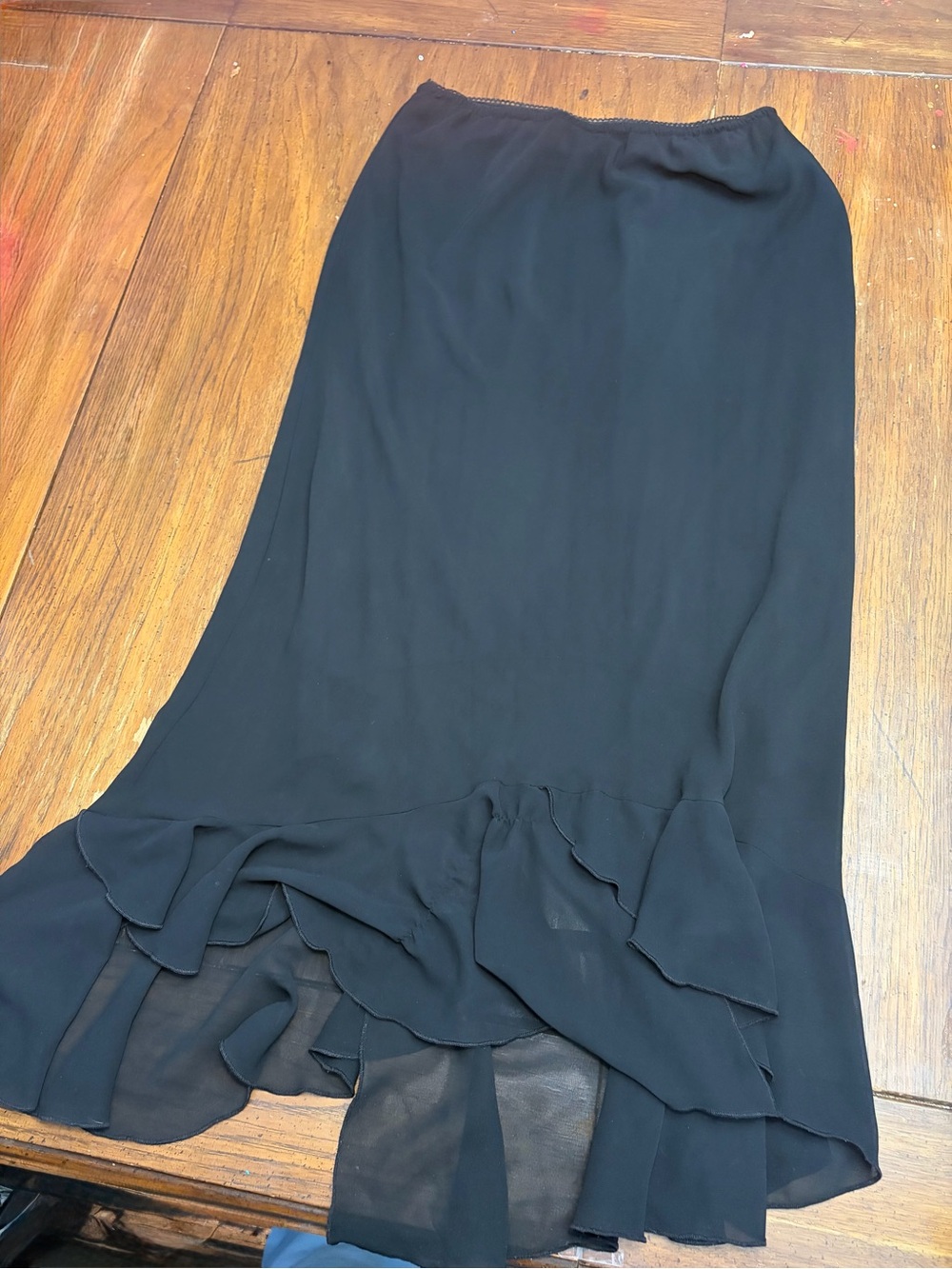 Vintage Fashion Bug Black Ruffle Hem Women's Skirt